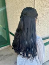 half up half down updo hairstyle long black hair lightly curled graduation prom dance formal wedding cute special occasion pretty hair brantford hair salon hairdresser near me affordable hair services hairstylist hair stylist hair school cosmetology beauty diploma hairdressing skilled trades ontario career college 