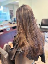 long brown brunette hair with ash blonde highlights hair inspiration 2024 long layers face framing brantford hairstylist hairdresser hair salon school hairstyling 