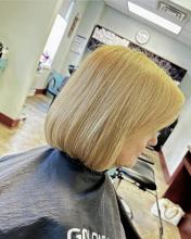 blonde hair cut bob hairstylist hairdresser near me brantford affordable hair services  